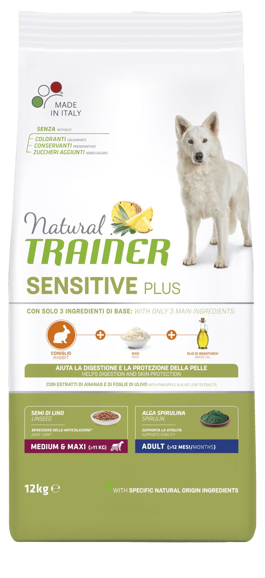 Sensitive Plus Medium&Maxi Adult con coniglio-riso-olio12kg